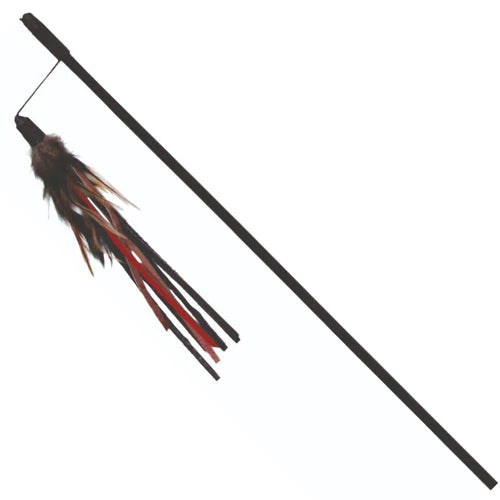 Trixie Playing Rod with Leather Straps & Feathers – Interactive Cat Teaser Toy